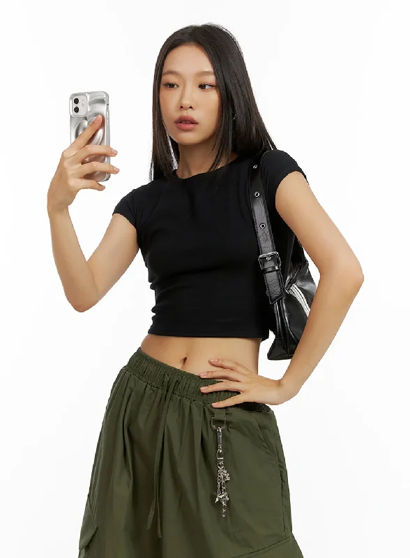 Basic Cotton Spice Crop Top IL409 Compression