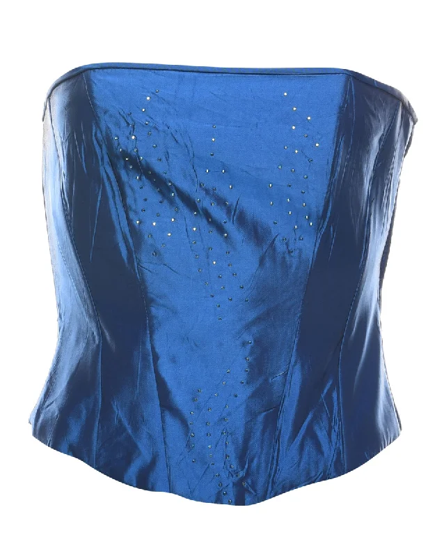Blue Classic Metallic Sequined Corset - S French
