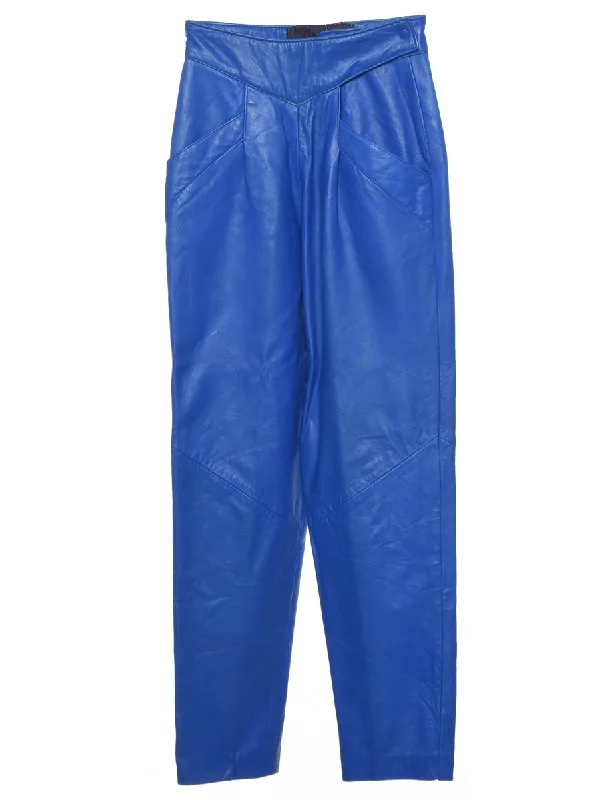 Blue Leather Trousers - W25 L30 Vacation