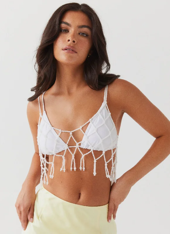 Constantina Beaded Vest Top - White Sporty Women's Tennis