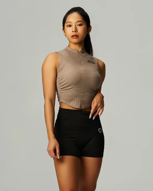 Label Mock Neck Crop Tank