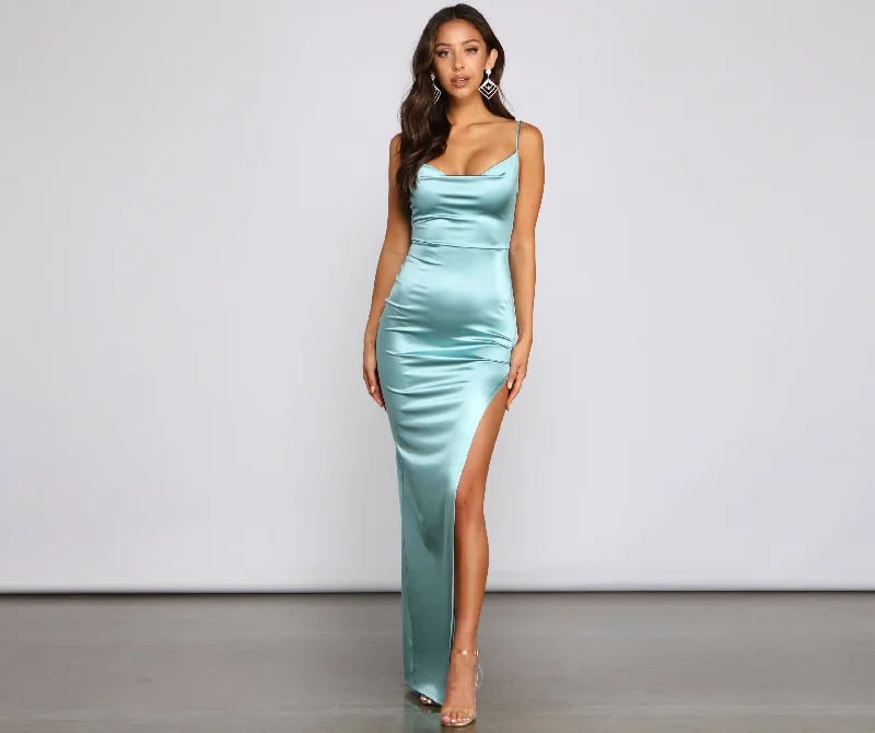 Lolita High Slit Satin Dress Casual Women's Japanese 