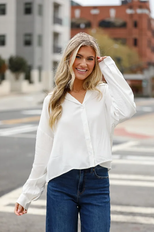 FINAL SALE - Just What I Needed Cropped Button-Up Blouse Stylish Women's Tropical 