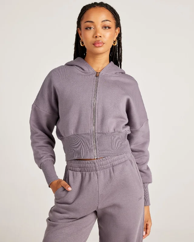 Omni Zip Through Hoodie - Haze Minimalist Women's Casual