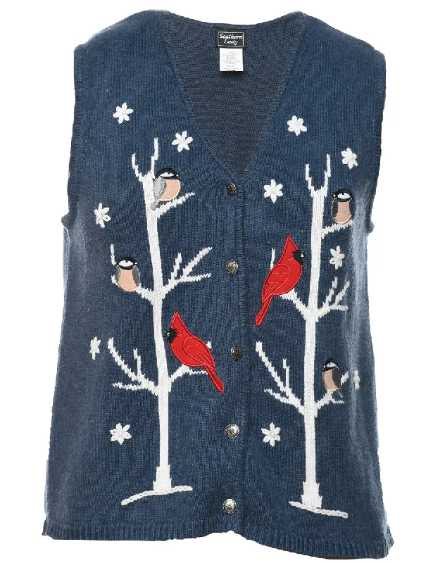 Blue Christmas Cardigan - M Edgy Women's Punk