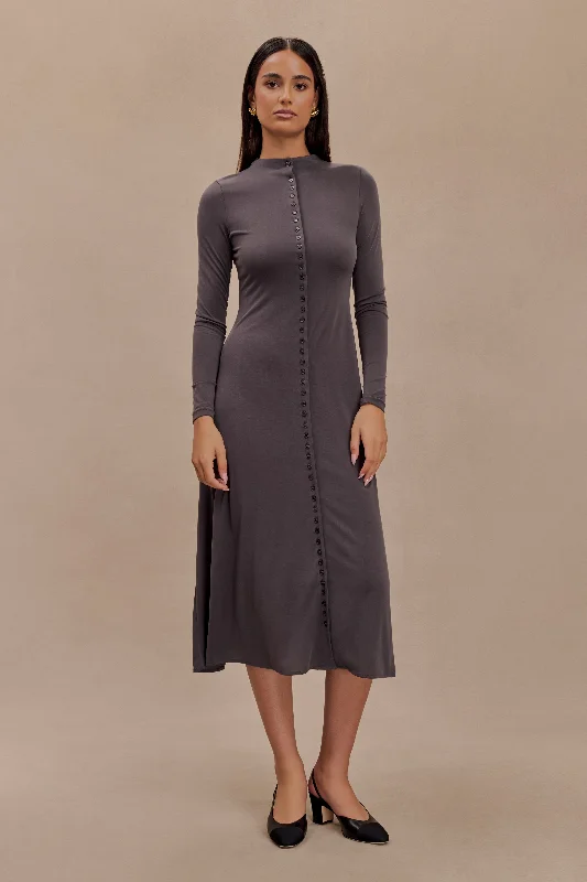 Anders Peached Jersey Midi Dress - Charcoal