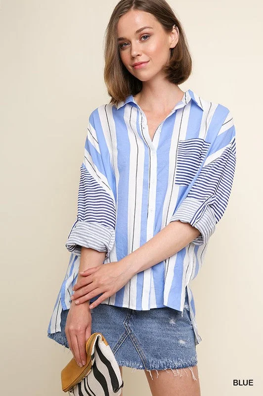 Striped Button Up Top