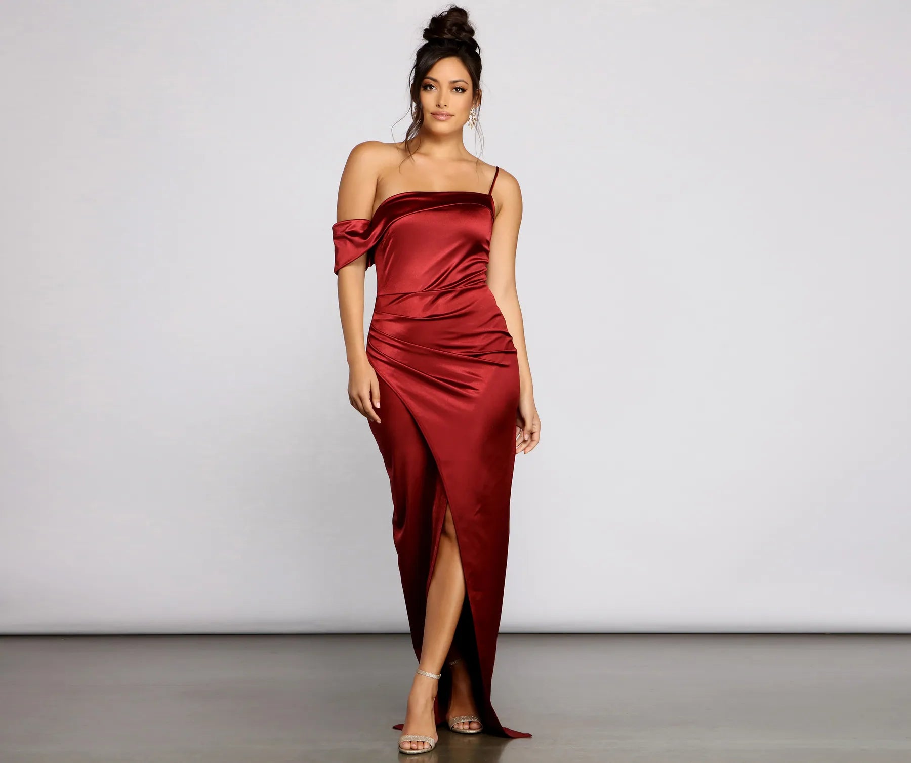 Cynthia Off-The-Shoulder Satin Formal Dress Elegant Women's Formal 