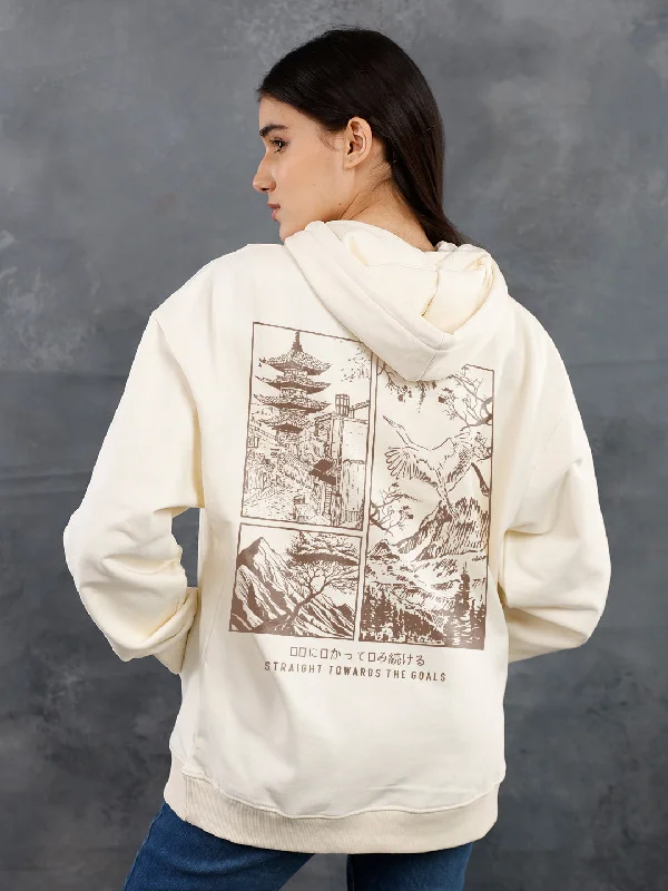 Majestic View Women Drop Shoulder Premium Terry Hoodie Elegant Women's 