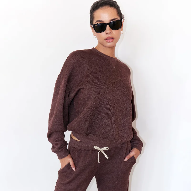 Teddy Fleece Crew Neck Sweatshirt Classic Women's Tweed