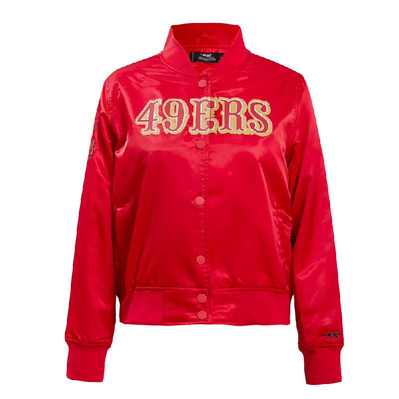 NFL SAN FRANCISCO 49ERS CLASSIC WOMEN'S SATIN JACKET (RED) Stylish Women's Tropical NFL SAN FRANCISCO 49ERS CLASSIC WOMEN'S SATIN JACKET (RED) Stylish Women's Tropical