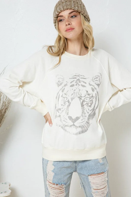 French Terry Tiger Studded Star Graphic Sweatshirt purpose