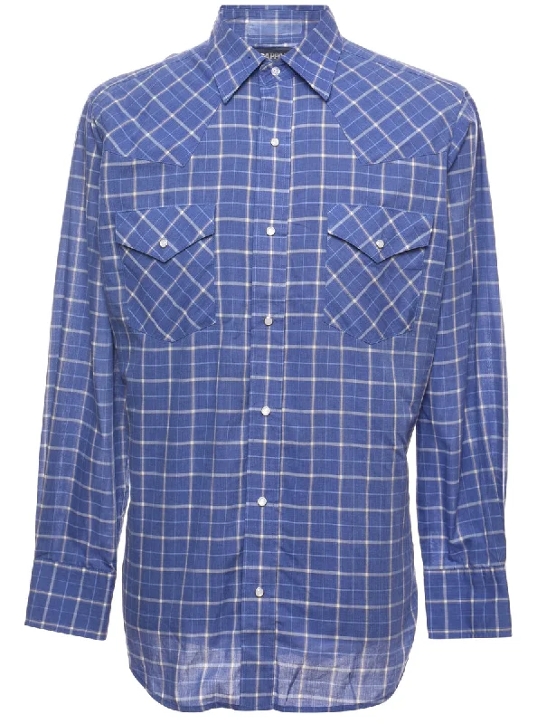 Blue Classic Checked Shirt - M Sophisticated Women's 
