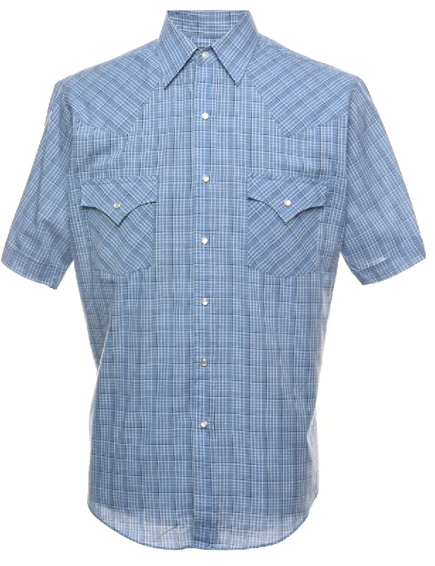 Blue Checked Short-Sleeve Shirt - M Gym