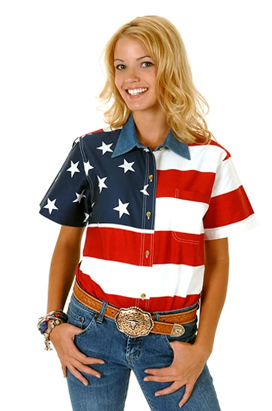 Roper Womens Patriotic Red 100% Cotton S/S Stars Stripes American Flag Shirt Earthy Women's Hemp - based Roper Womens Patriotic Red 100% Cotton S/S Stars Stripes American Flag Shirt Earthy Women's Hemp - based