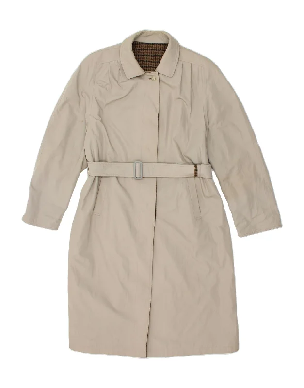 VINTAGE Womens Reversible Overcoat UK 10 Small Beige Refined Women's Classic 