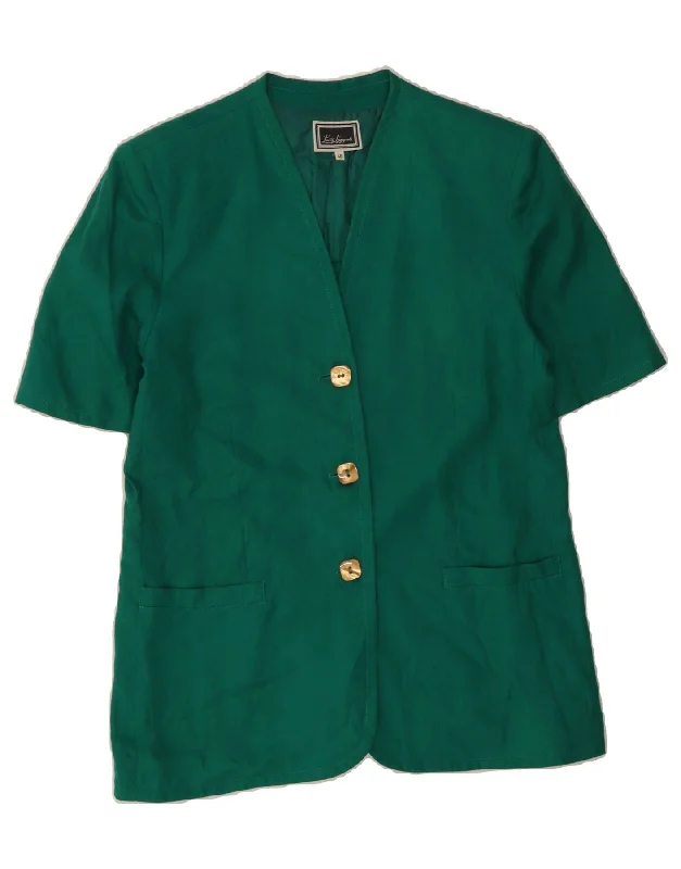 LUISA SPAGNOLI Womens 3 Button Short Sleeve Blazer Jacket IT 48 XL Green Monochromatic Office Style LUISA SPAGNOLI Womens 3 Button Short Sleeve Blazer Jacket IT 48 XL Green Monochromatic Office Style