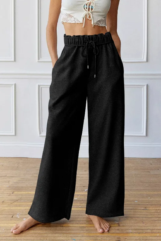 Elastic High Waist Drawstring Sweatpants Sleek Women's Metallic