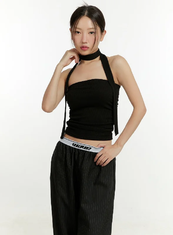 Shirred Tube Top with Thin Scarf Set CU426 French
