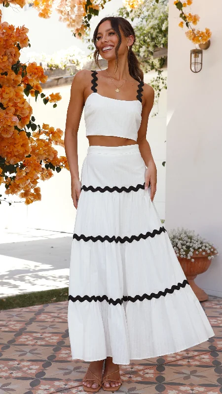 Lys Top and Maxi Skirt Set - White Sleek Women's 