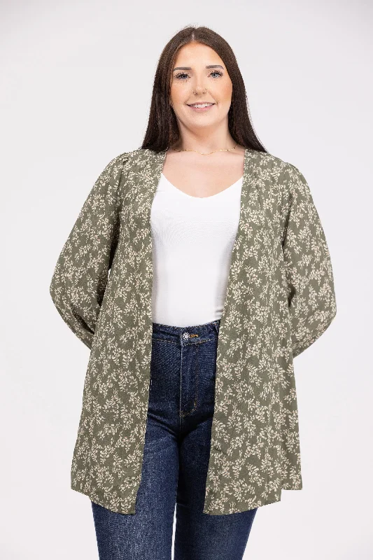 Keep The Chill Off Women's Floral Open Front Kimono