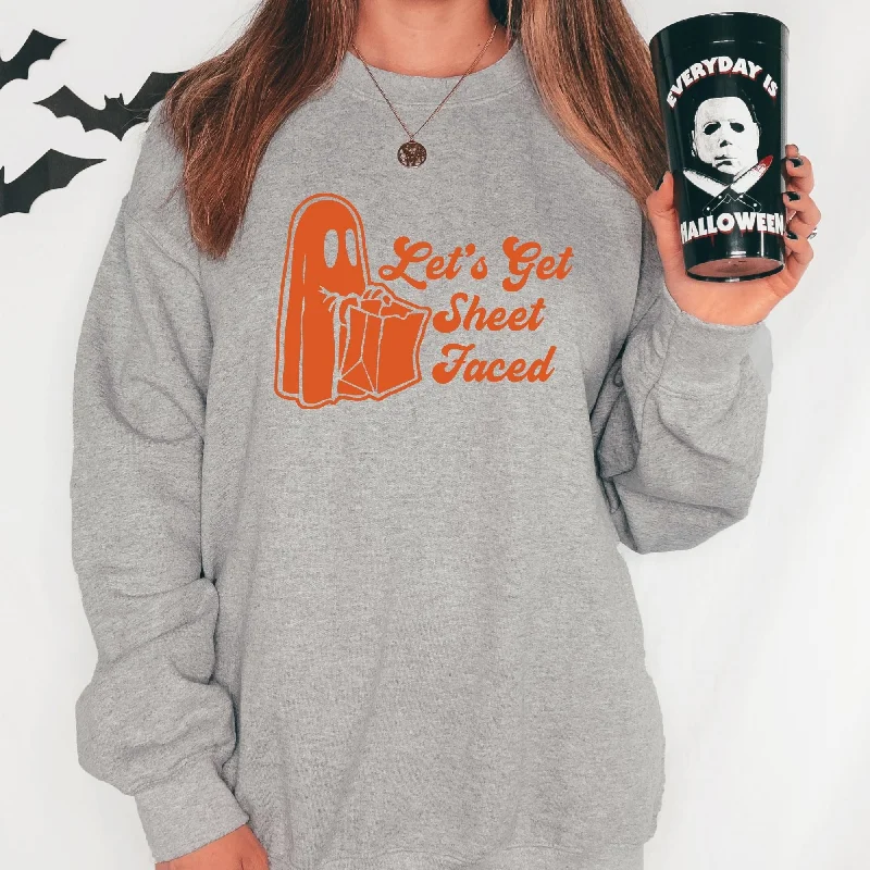 Sheet Faced Halloween Drinking Crewneck Sweatshirt Fall Hoodie *UNISEX FIT*