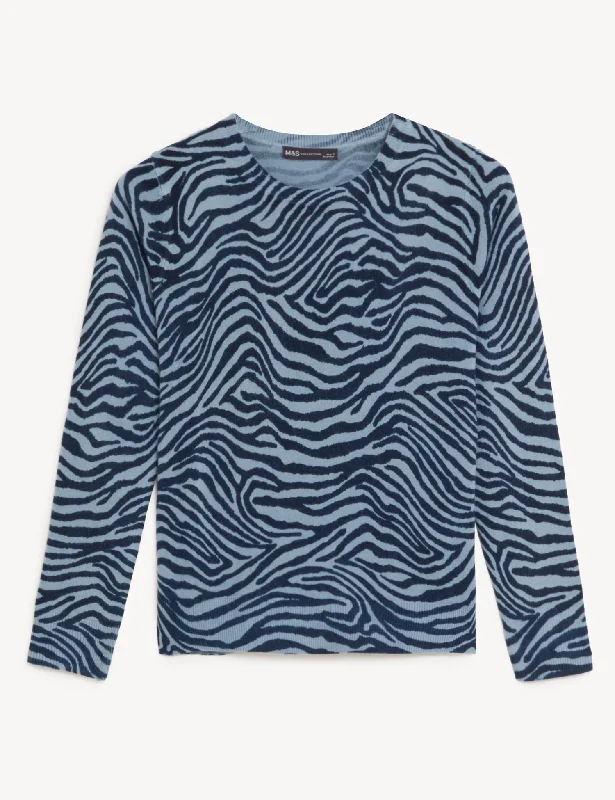 Supersoft Animal Print Crew Neck Jumper Refined Women's Velvet