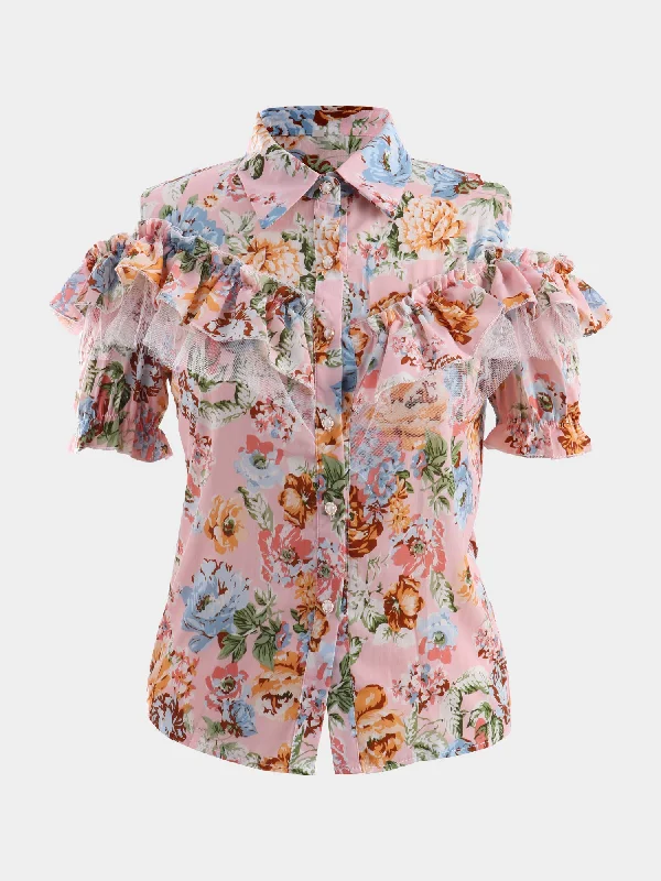 Midsize Royal Lace Floral Blouse Compression