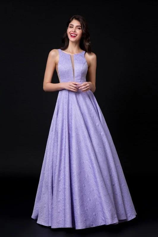 Illusion Insert Lavender Lace Evening Dress Backless Confident Women's Power