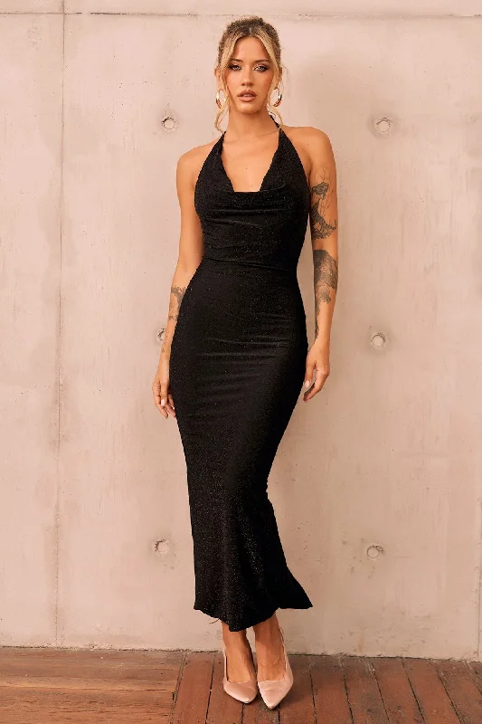 Amanda Midi Dress - Black Unique Women's Upcycled