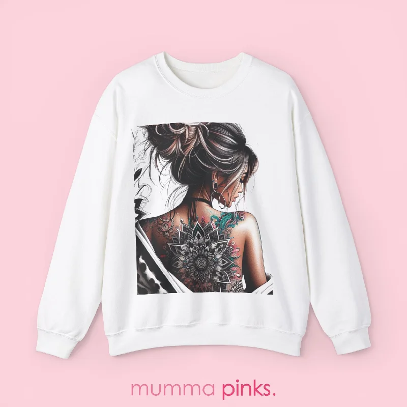 Boho Gothic Style Woman with Tattoos Sweatshirt