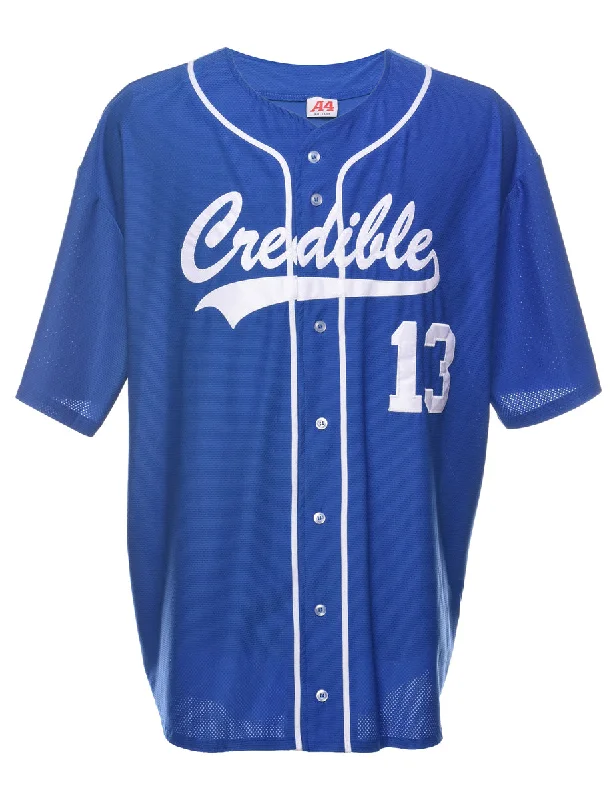 Blue & White #13 Button Front Y2K Jersey - XL Hip Women's Retro