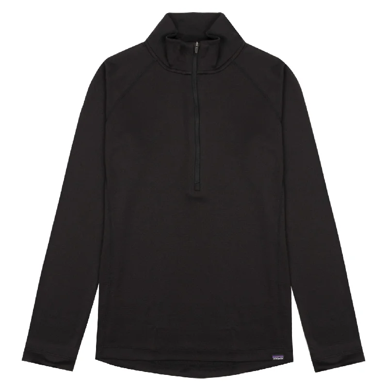 Patagonia Womens Capilene Midweight Zip Neck T-Shirt Black Classic Women's Pin - striped