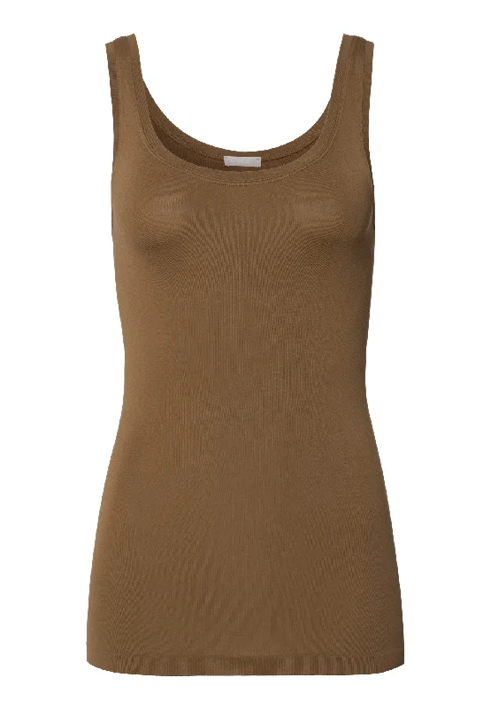 Touch Feeling Round Neck Tank Top | Mochaccino 71814-2757 European
