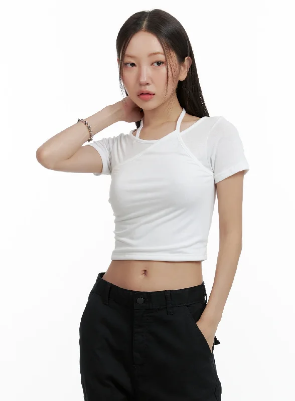 Layered Halter Neck Crop Top OL401 Adventure