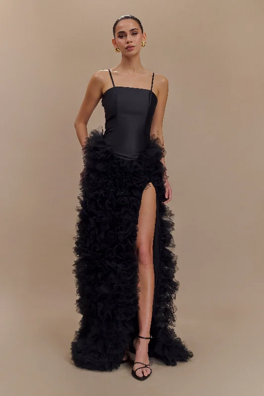 Magnolia Tiered Ruffle Maxi Dress - Black Australian Beach