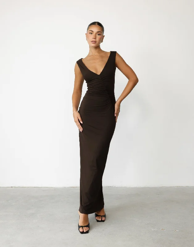 Viola Maxi Dress (Chocolate) Cashmere