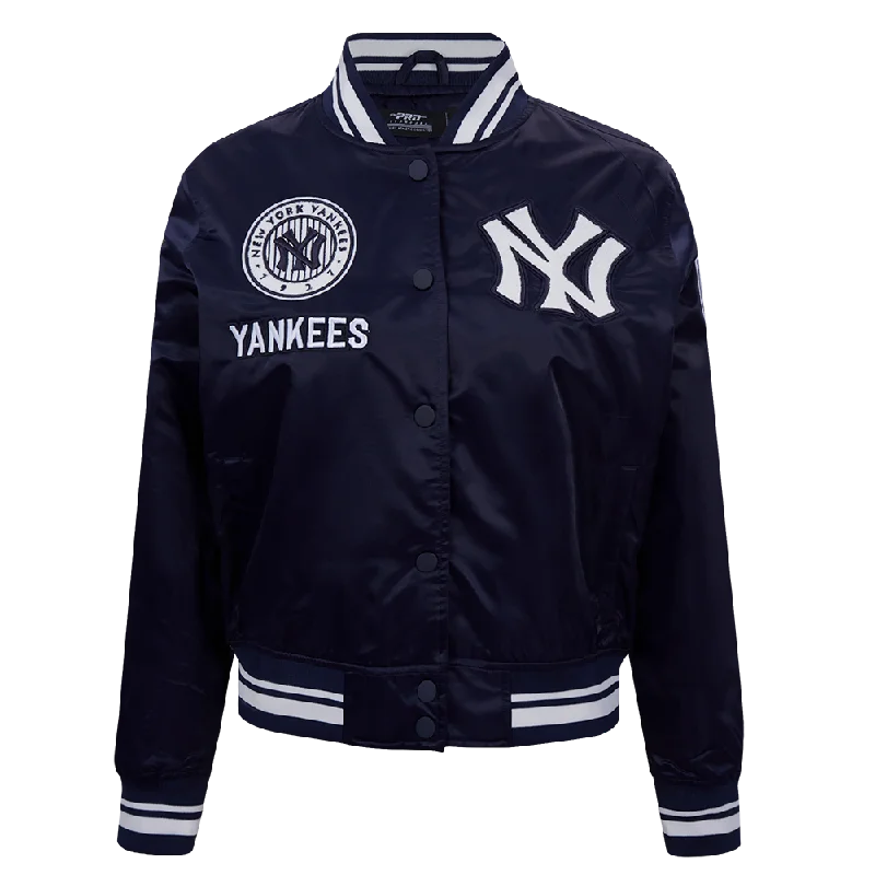 MLB NEW YORK YANKEES RETRO CLASSIC WOMEN'S RIB SATIN JACKET (MIDNIGHT NAVY) Women