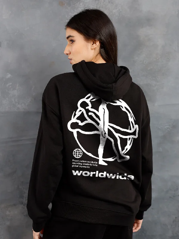 Worldwide Women Drop Shoulder Premium Terry Hoodie Monochromatic All - in - one