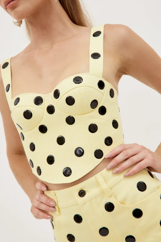 Polka Dot Cream Yellow Bustier Bold Women's Statement