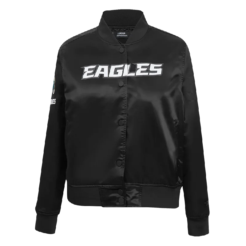 NFL PHILADELPHIA EAGLES CLASSIC WOMEN'S SATIN JACKET (BLACK) Modern Women's 