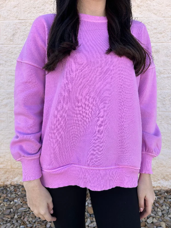 Jayla Bright Mauve Fleece Hi-low Hem Pullover Edgy Women's Punk
