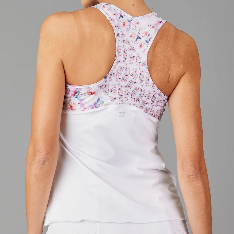 Boho Luxe Racerback Top (white/print)