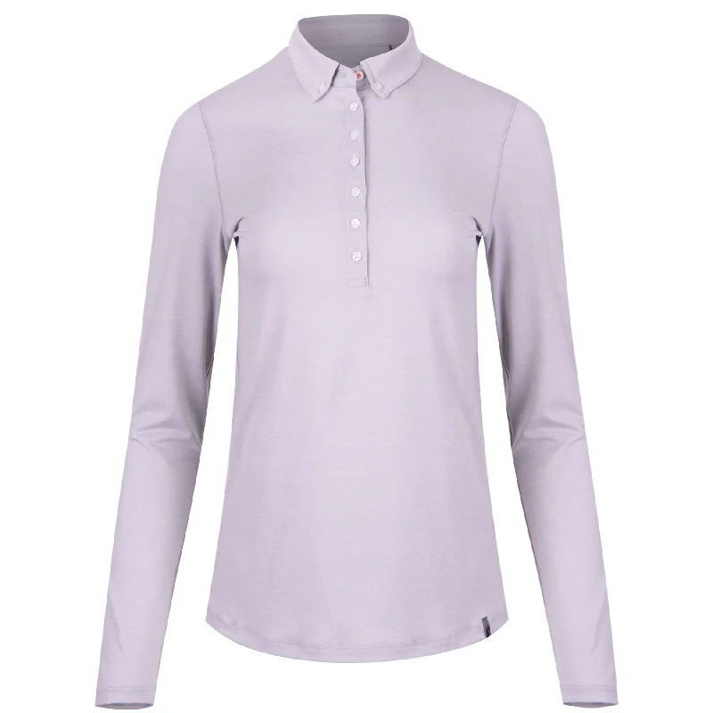 Womens Scotscraig LS Polo Silver Fog Melange - SS24 British Gentlewoman Style