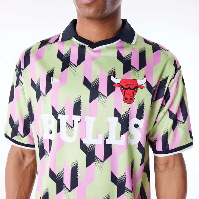 Chicago Bulls NBA Soccer Pastel Green T-Shirt Artistic Women's Hand - painted