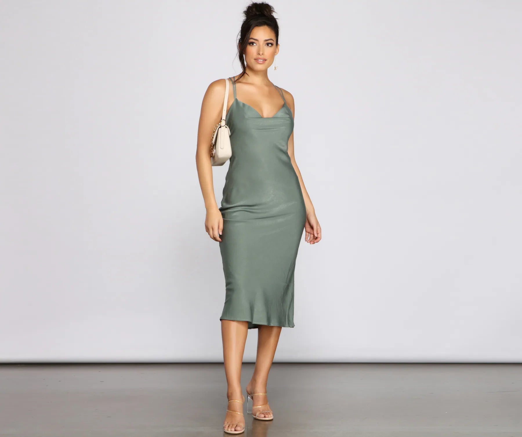 Forever Chic Satin Midi Dress Street