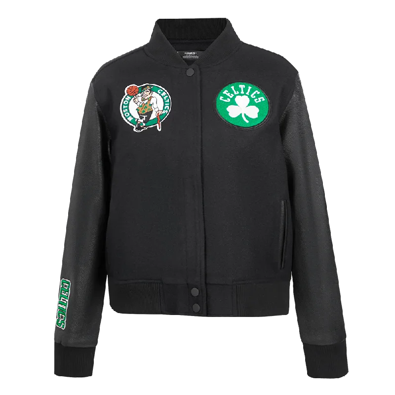 NBA BOSTON CELTICS CLASSIC WOOL WOMEN'S VARSITY JACKET (JET BLACK) Cashmere