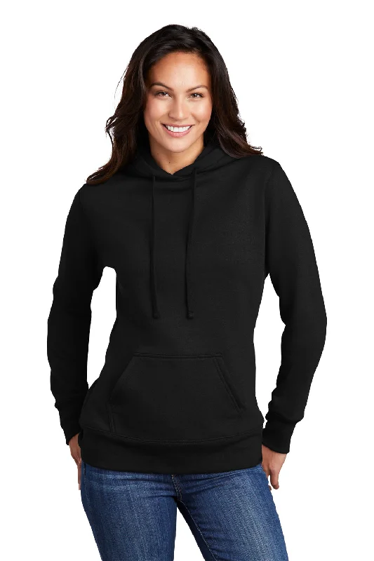 Port & Company Womens Core Fleece Hooded Sweatshirt Hoodie w/ Pouch Pocket - Jet Black Monochromatic All - in - one Port & Company Womens Core Fleece Hooded Sweatshirt Hoodie w/ Pouch Pocket - Jet Black Monochromatic All - in - one