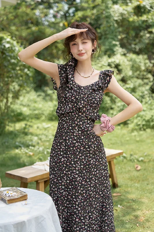 Floral Maxi Dress for Women Scandinavian
