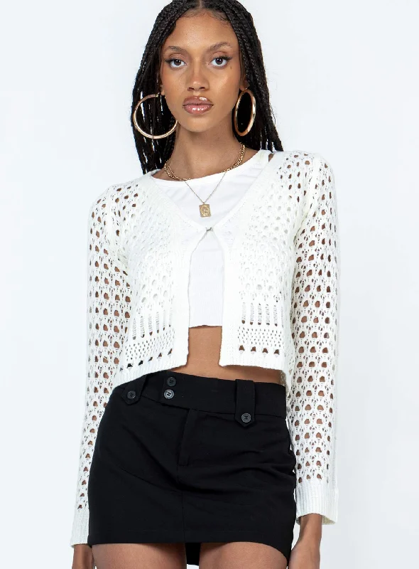Dreya Cardigan White Minimalist Women's Casual